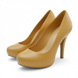 Bakers Mustard Yellow Platform Pumps Stiletto Heels Round Toe Sz 8M Mod Academia